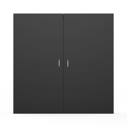 Ghent Magnetic Dry-Erase Whiteboard Cabinet, Porcelain, 48" x 48", White, Black Wood Frame