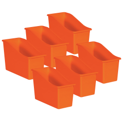 Teacher Created Resources Plastic Book Bins, 7-1/2"H x 11-3/8"W x 5-1/2"D, Orange, Pack Of 6 Bins