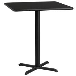 Flash Furniture Square Laminate Table Top With Bar Height Table Base, 43-3/16"H x 36"W x 36"D, Black