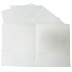 Business Source Letter Pocket Folders, 8 1/2" x 11", 100 Sheets Capacity, 2 Internal Pockets, White, Box Of 5