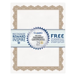 Geographics Parchment Certificates, 8-1/2" x 11", Optima Gold, Pack Of 25