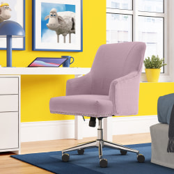 Serta® Leighton Home Mid-Back Office Chair, Twill Fabric, Lilac/Chrome