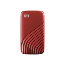 WD My Passport SSD WDBAGF0010BRD - SSD - encrypted - 1 TB - external (portable) - USB 3.2 Gen 2 (USB-C connector) - 256-bit AES - red