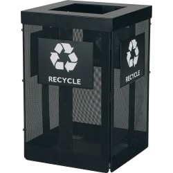 Safco Onyx Waste Receptacle - Overlapping Lid - 36 gal Capacity - Durable, Powder Coated - 29.8" Height x 19.5" Width x 19.5" Depth - Steel - Black - 1 Each