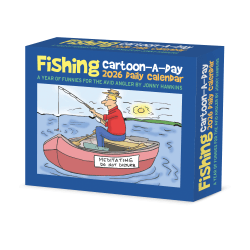 2026 Willow Creek Press Page-A-Day Daily Desk Calendar, 6-1/4" x 5-1/2", Fishing Cartoon-A-Day by Jonny Hawkins, January To December, 54161
