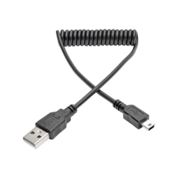 Eaton Tripp Lite Series USB 2.0 A to Mini-B Coiled Cable (M/M), 6 ft. (1.83 m) - USB cable - USB (M) to mini-USB Type B (M) - USB 2.0 - 6 ft - coiled, molded - black