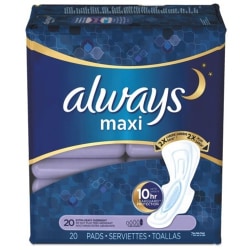 Always Sanitary Napkin - With Wings - Maxi - Absorbent, Comfortable, Anti-leak - 20/Pack - 120 / Carton