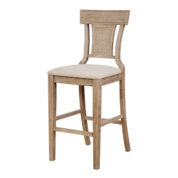 Linon Connor Upholstered Bar Stool, Grey Wash/Beige