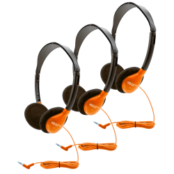 HamiltonBuhl Personal On-Ear Stereo Headphones, Orange, Pack Of 3 Headphones