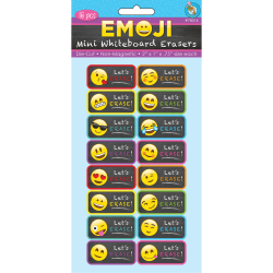 Ashley Productions Non-Magnetic Mini Whiteboard Erasers, 1-1/2" x 2", Emoji, Pack Of 16 Erasers
