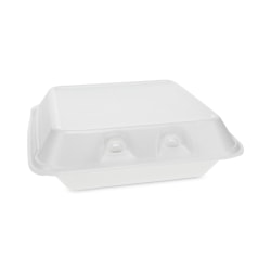 Pactiv Evergreen SmartLock® Foam Hinged Lid Containers, Small, 2-11/16"H x 7-1/2"W x 8"D, White, Carton Of 150 Containers