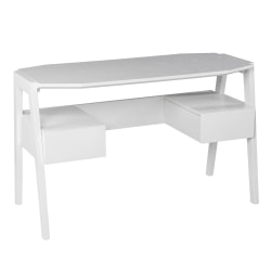 SEI Furniture Clyden 49"W Mid-Century Modern Writing Desk With Storage, White