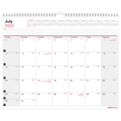 2023-2024 Office Depot® Brand Monthly Academic Wall Calendar, 15" x 12", 30% Recycled, July 2023 to June 2024