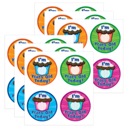 Teacher Created Resources Wear 'Em Badges, I Am __ Years Old Today, 32 Per Pack, Set Of 6 Packs