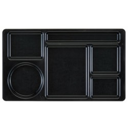 Cambro Camwear 6-Compartment Serving Trays, 8-3/4" x 15", Black, Set Of 24 Trays