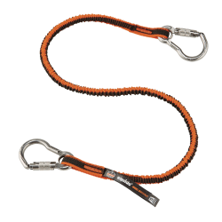 Ergodyne Squids 3111F(X) Tool Lanyards With Dual Stainless Carabiners, 15 Lb, 48", Orange/Gray, Pack Of 6 Lanyards