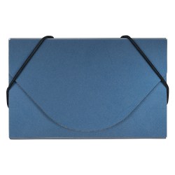 JAM Paper® Business Card Case With Elastic Closure, Blue Metallic