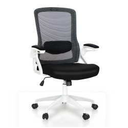 ALPHA HOME Ergonomic Mesh Mid-Back Office Task Chair With Padded Armrests, Black