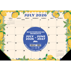 Willow Creek Press Academic Monthly Desk Pad Calendar, 17" x 12", Mediterranean Moments, July 2026-June 2027, Total Qty 1