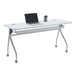 WorkPro® AnyPlace Flip-Top Nesting Training Table, 29-1/2"H x 60"W x 24"D, Light Gray/Silver