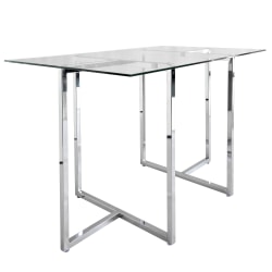 Eurostyle Legend Rectangle Dining Table, 30"H x 48"W x 29"D, Clear/Chrome