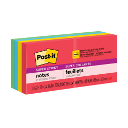 Post-it Super Sticky Notes, 1 7/8 in x 1 7/8 in, 8 Pads, 90 Sheets/Pad, 2x the Sticking Power, Playful Primaries Collection