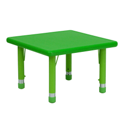 Flash Furniture 24" Square Plastic Height-Adjustable Activity Table, Green