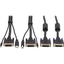 Tripp Lite Dual DVI KVM Cable Kit 3 in 1 DVI USB 3.5mm Audio 3xM/3xM 10ft - 10 ft KVM Cable for KVM Switch, Computer, Monitor60 MB/s - Supports up to 2560 x 1600 - Gold Plated Contact - Black