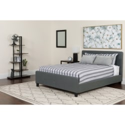 Flash Furniture Tribeca Button Tufted Upholstered Platform Bed with Pocket Spring Mattress, Full, 40"H x 56-1/4"W x 81"L, Dark Gray