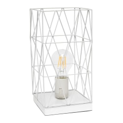 Simple Designs Geometric Square Table Lamp, 10-1/4"H, White