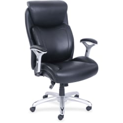 Lorell® Big & Tall Bonded Leather Chair, Black/Silver