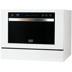 Black+Decker BCD6W Compact Countertop Dishwasher, White