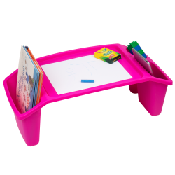 Mind Reader Sprout Collection Plastic Lap Desk with Side Storage Pockets, 8-1/2" H x 10-3/4" W x 22-1/4" D, Pink, KIDLAP-PNK