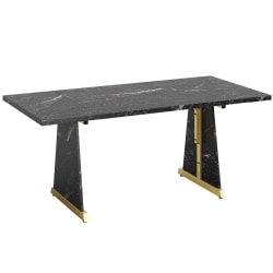 Bestier Wood Dining Table, 29-9/16" x 70", Marble Black