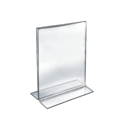 Azar Displays Double-Foot Acrylic Sign Holders, 11" x 8 1/2", Clear, Pack Of 10