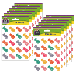 Teacher Created Resources® Stickers, Tropical Punch Pineapples, 120 Stickers Per Pack, Set Of 12 Packs