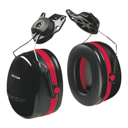 PELTOR™ Optime™ 105 Earmuff, 27 dB NRR, Black/Red, Cap Attached