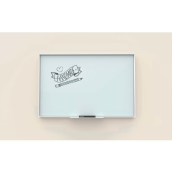 U Brands Non-Magnetic Glass Dry Erase Board, 70" X 47", Frosted White Surface, Aluminum Frame with White Finish