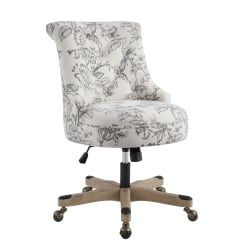 Linon Dallas Fabric Mid-Back Chair, Off-White Floral/Gray Wash