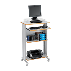Safco® Muv 30"W Fixed Height Stand-Up Mobile Workstation With 2-Shelves and Keyborad Tray, Gray