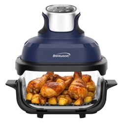 Brentwood® 4.5-Qt. 1,500-Watt Electric Digital Glass Air Fryer with Lid, Timer, Temperature Control & Auto Shutoff, Blue, AF-450DGBL