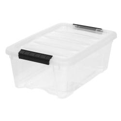 IRIS® Latch Plastic Storage Container With Built-In Handles And Snap Lid, 12.95 Quarts, 16 1/2" x 11" x 6 1/2", Clear