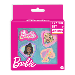 Innovative Designs Licensed Eraser Set, 1-1/4" x 1-1/4", Barbie, Set Of 4 Erasers