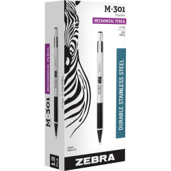 Zebra® Pen M-301 Mechanical Pencil, Medium Point, 0.7 mm, Silver/Black Barrel