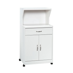 Sauder® 25"W Storage, Microwave And Kitchen Cart, Glacier White