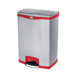 Rubbermaid® Slim Jim Rectangular Plastic Wastebasket, Step-On, 24 Gallons, Stainless