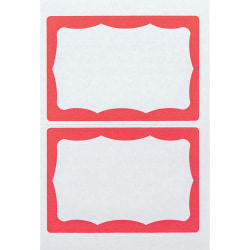 Advantus Color Border Adhesive Name Badges, AVT97189, 2 5/8" x 3 3/4", Rectangle,White/Red, Box Of 100