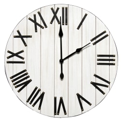 Elegant Designs Handsome Rustic Farmhouse Wood Wall Clock, 21", Whitewash