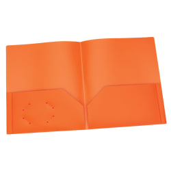 Oxford Poly 2-Pocket Portfolios, Letter Size, Orange, Pack Of 25 Portfolios