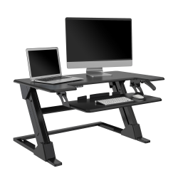 Realspace® P20 Standing Desk Converter With USB And Keyboard Tray, 19-3/10"H x 35-2/5"W x 23-1/5"D, Black
